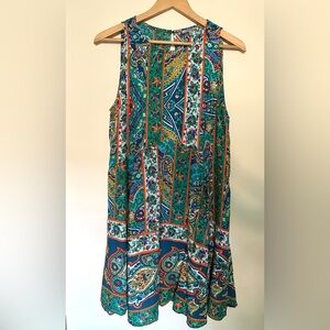 JODIFL Multi-Color Floral Print Dress Sleveless Ruffled Spring Summer MEDIUM New